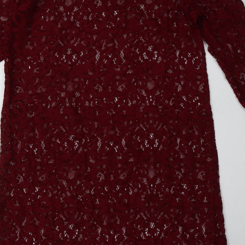 Monsoon Womens Red Geometric Nylon A-Line  Size 12  Crew Neck Pullover