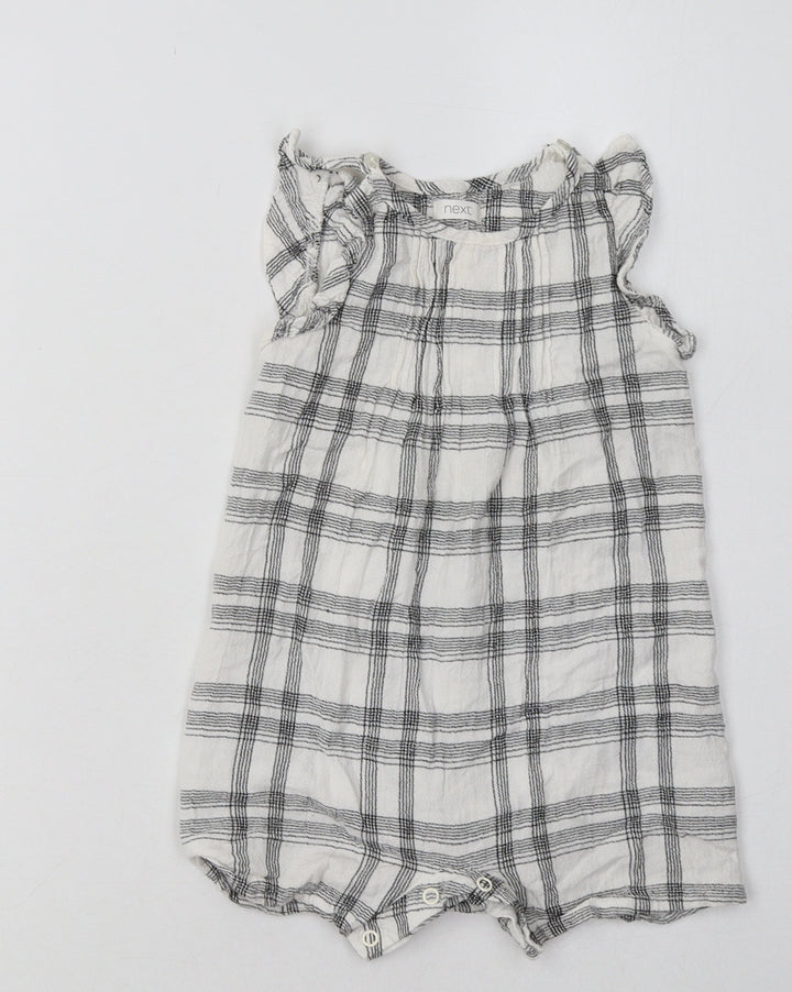 NEXT Girls Grey Check Viscose Catsuit One-Piece Size 12-18 Months Buckle