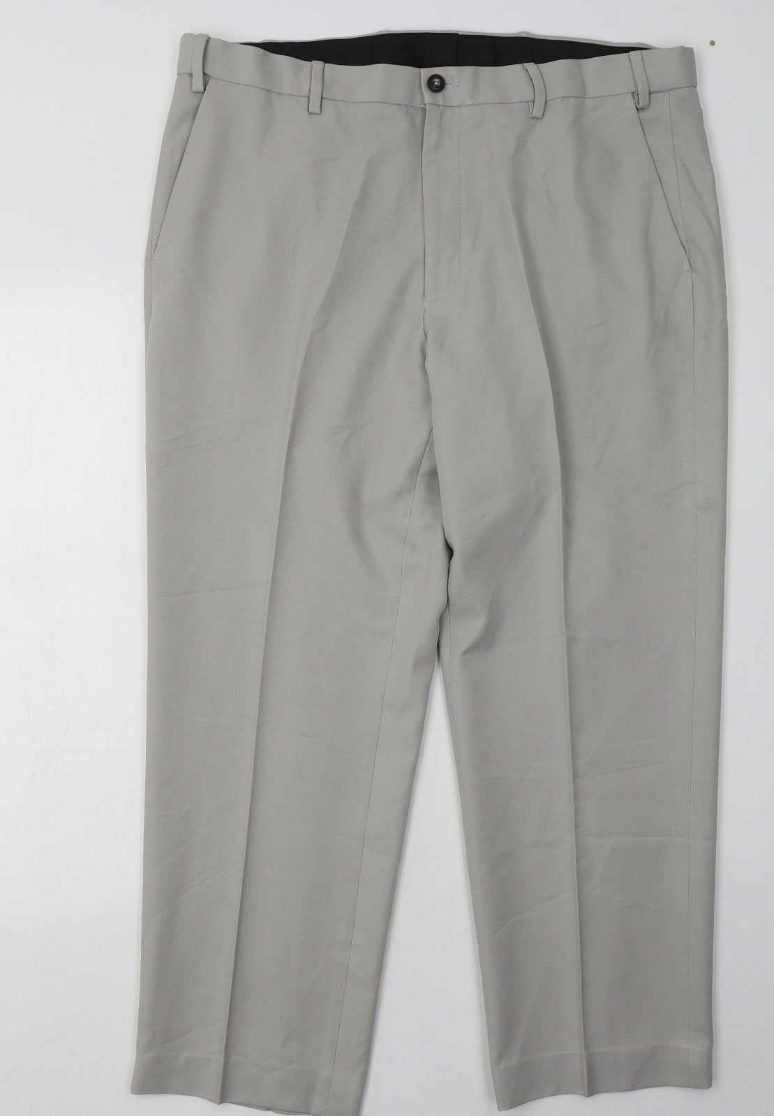 Marks and Spencer Mens Grey  Polyester Trousers  Size 38 L28 in Regular Button