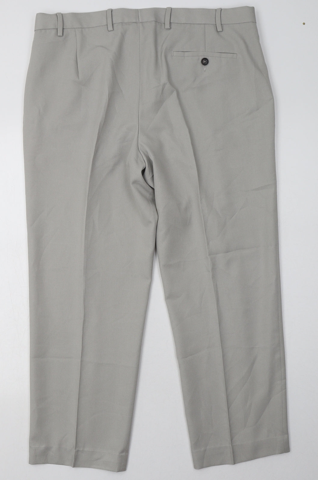 Marks and Spencer Mens Grey  Polyester Trousers  Size 38 L28 in Regular Button