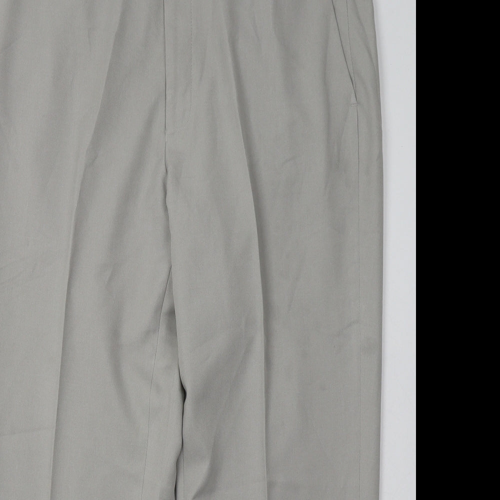 Marks and Spencer Mens Grey  Polyester Trousers  Size 38 L28 in Regular Button