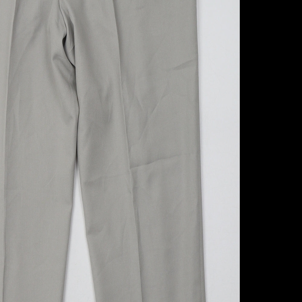 Marks and Spencer Mens Grey  Polyester Trousers  Size 38 L28 in Regular Button