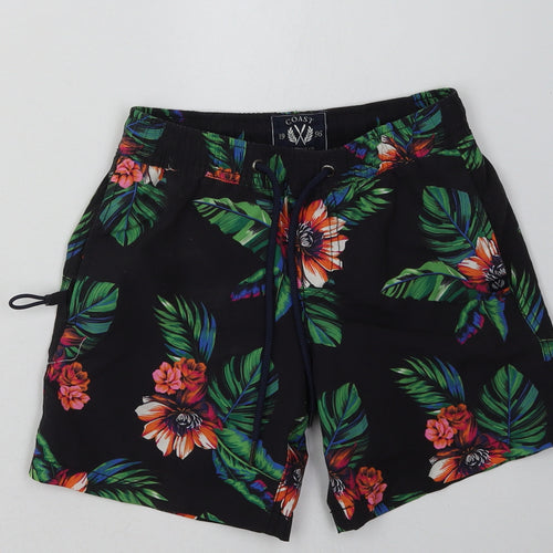 Coast Boys Black Floral Polyester Sweat Shorts Size 6-7 Years  Regular Tie