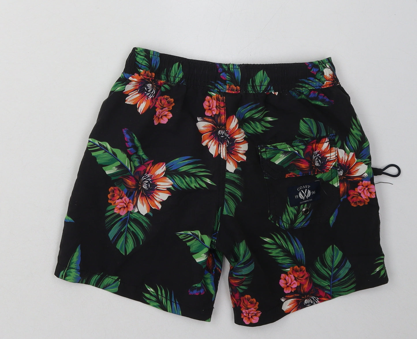 Coast Boys Black Floral Polyester Sweat Shorts Size 6-7 Years  Regular Tie