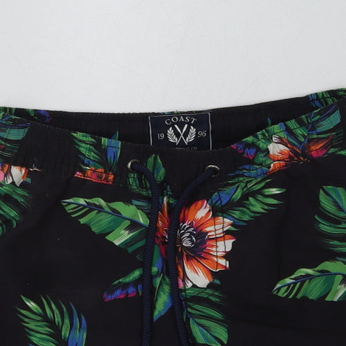 Coast Boys Black Floral Polyester Sweat Shorts Size 6-7 Years  Regular Tie