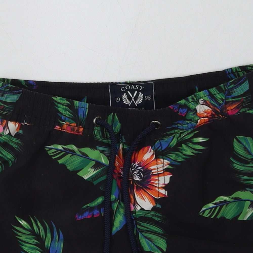 Coast Boys Black Floral Polyester Sweat Shorts Size 6-7 Years  Regular Tie
