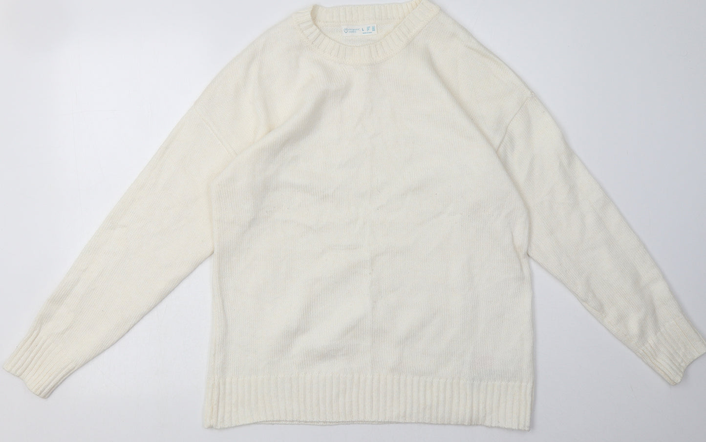 Primark Womens White  Acrylic Pullover Sweatshirt Size L  Pullover