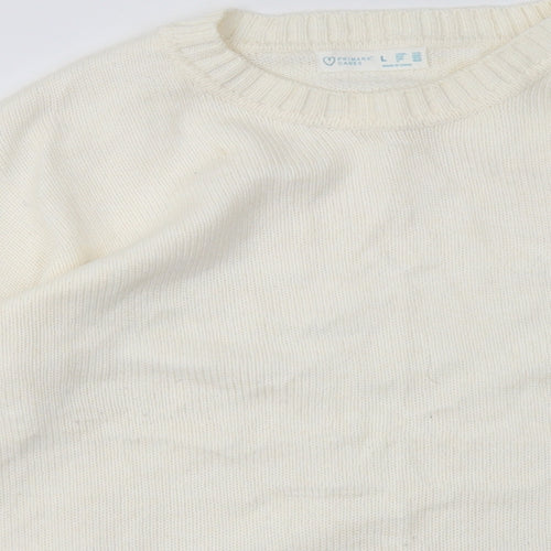 Primark Womens White  Acrylic Pullover Sweatshirt Size L  Pullover