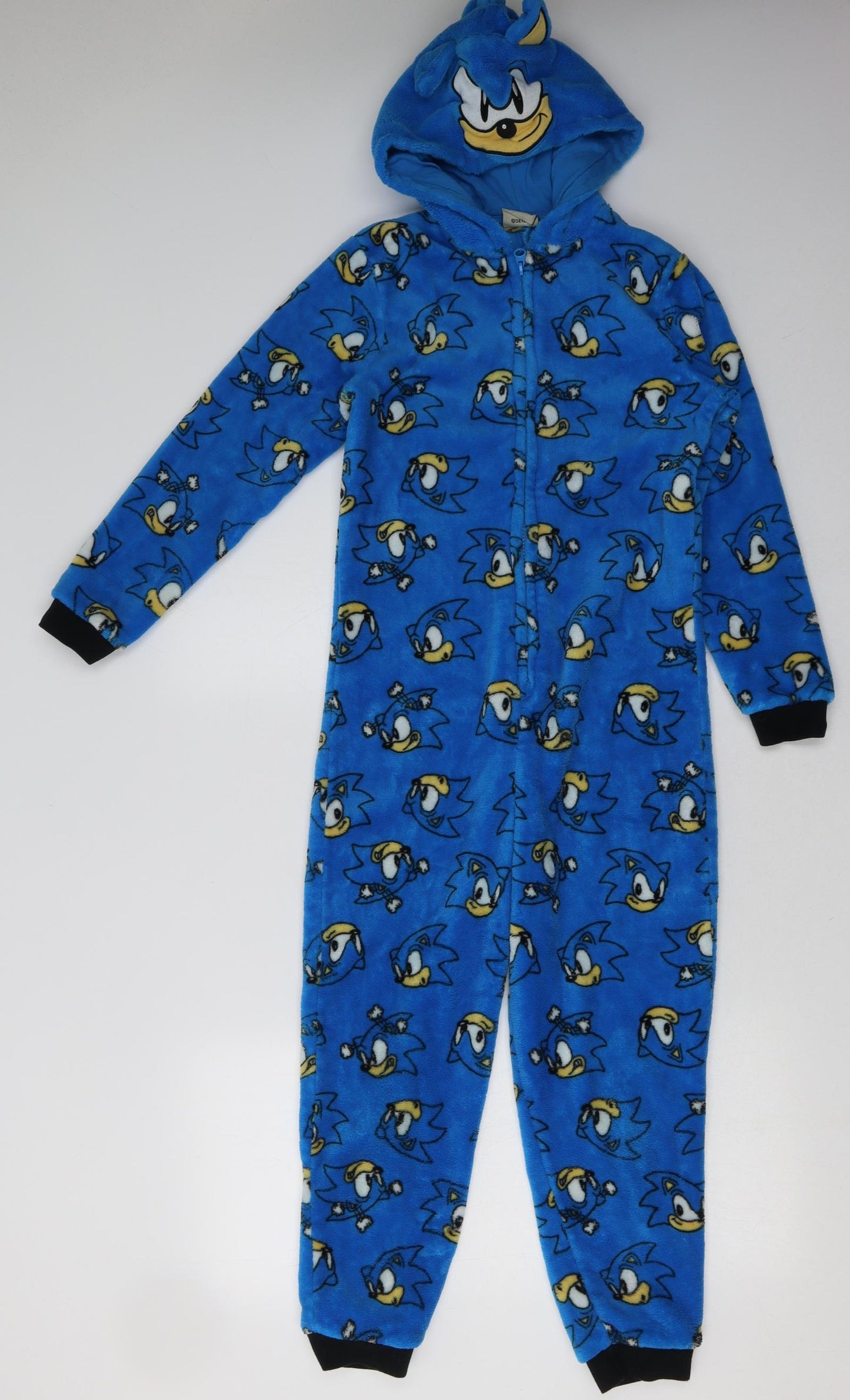 George Boys Blue Geometric Polyester  One Piece Size 9-10 Years  Zip - Sonic The Hedgehog