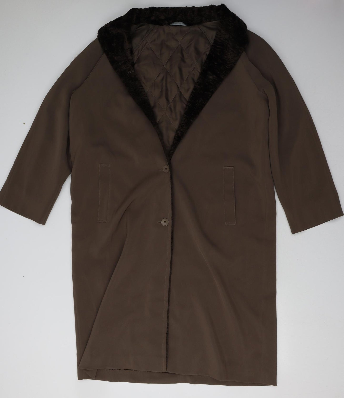 Marks and Spencer Womens Brown   Overcoat Coat Size 16  Button