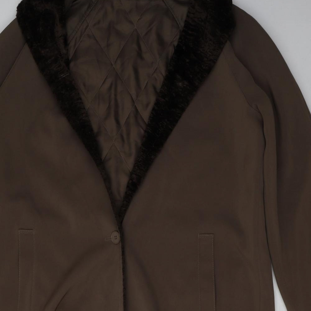 Marks and Spencer Womens Brown   Overcoat Coat Size 16  Button