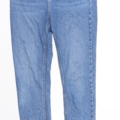 River Island Womens Blue  Cotton Skinny Jeans Size 14 L28 in Regular Zip