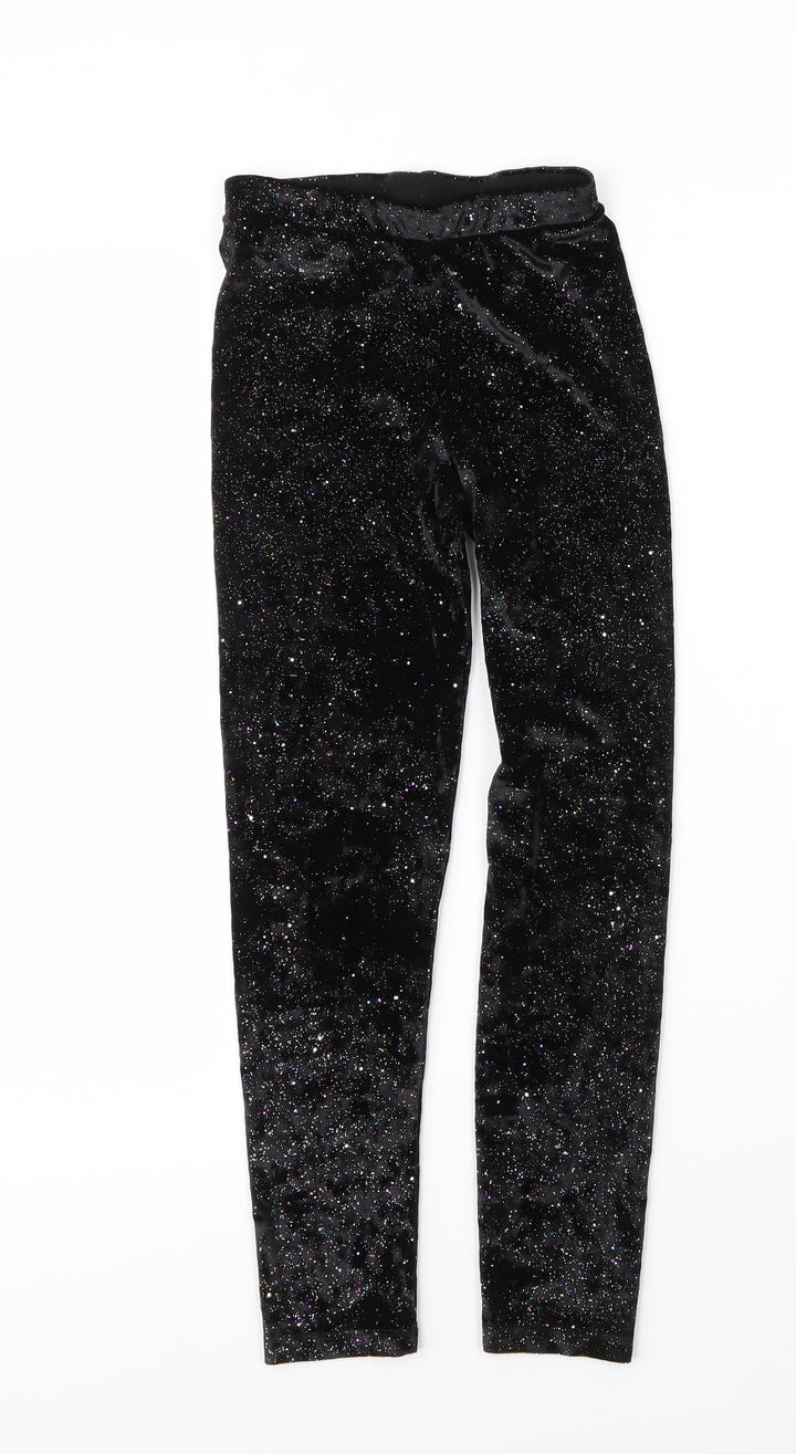 Matalan Girls Black Polyester Carrot Trousers Size 9 Months L21.5 in Regular