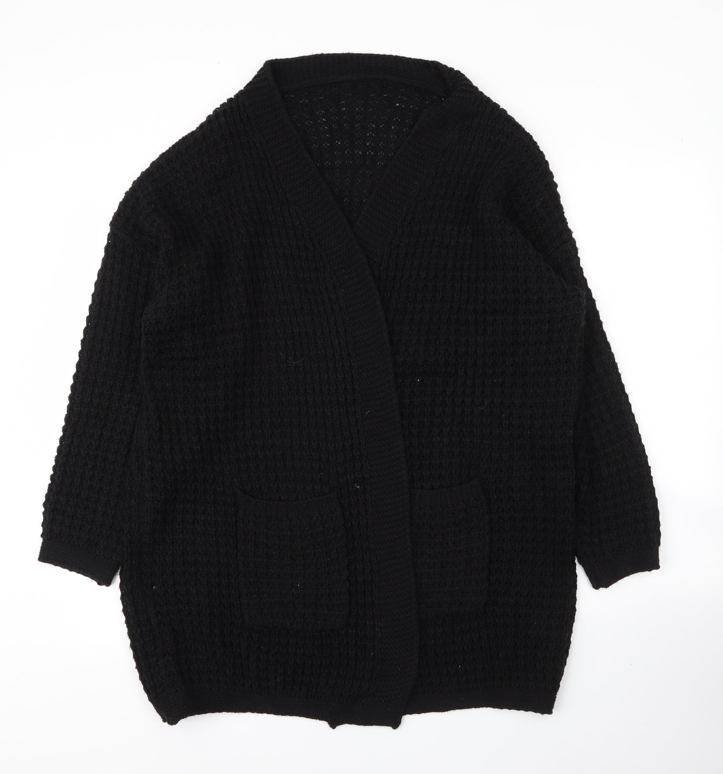 SheIn Womens Black V-Neck  Acrylic Cardigan Jumper Size L