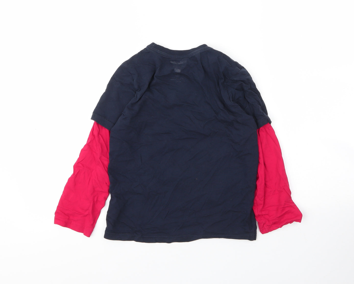 F&F Boys Blue  Cotton Basic T-Shirt Size 7 Years Round Neck  - Christmas
