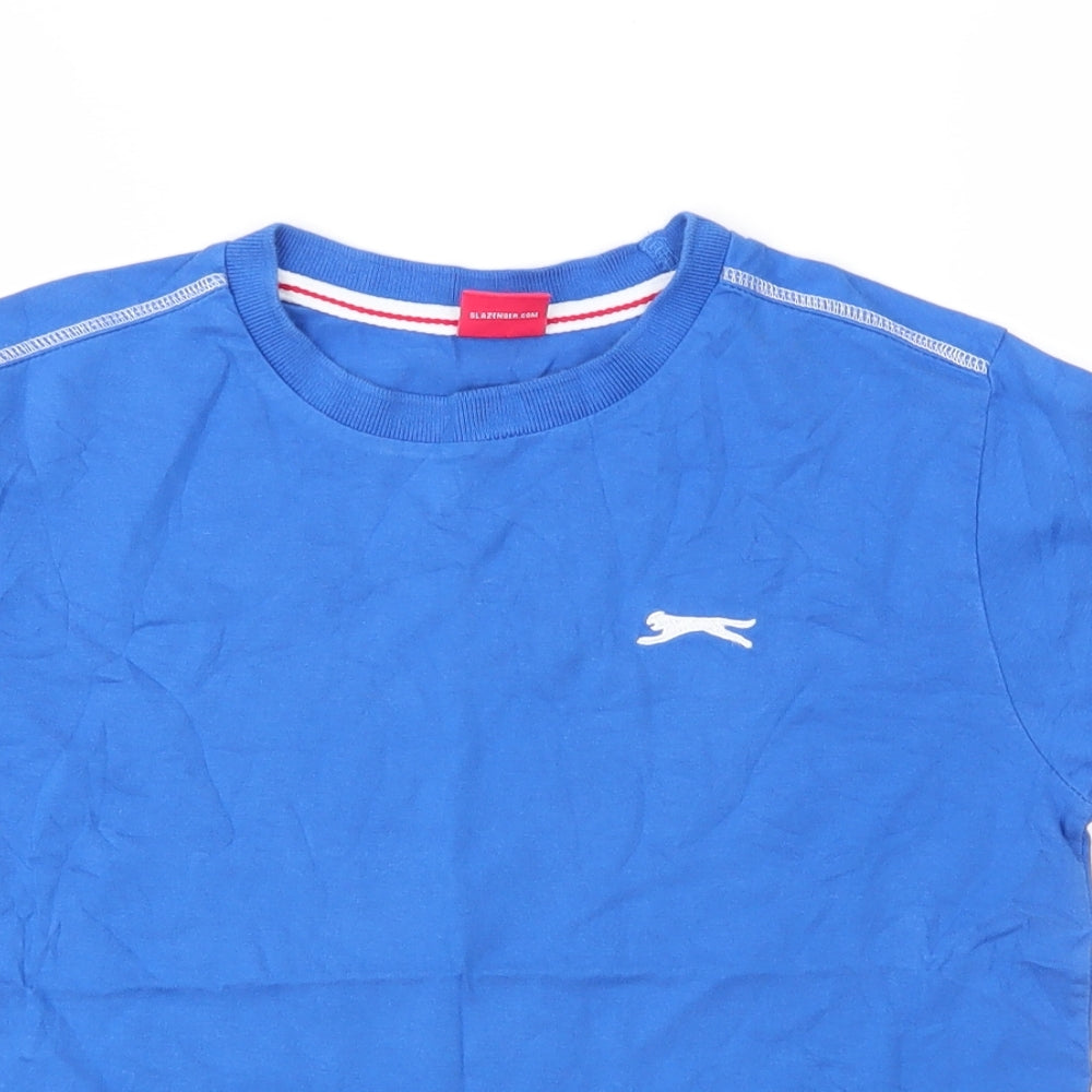 Slazenger Boys Blue  Cotton Basic T-Shirt Size 9 Years Round Neck