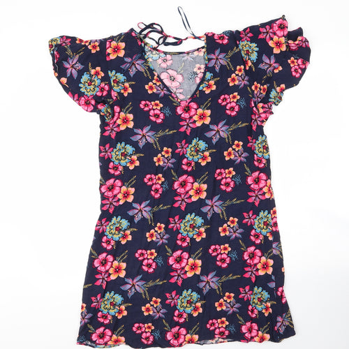 Papaya Womens Blue Floral Viscose Shift  Size 14  Round Neck
