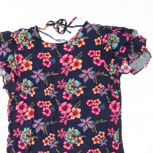 Papaya Womens Blue Floral Viscose Shift  Size 14  Round Neck