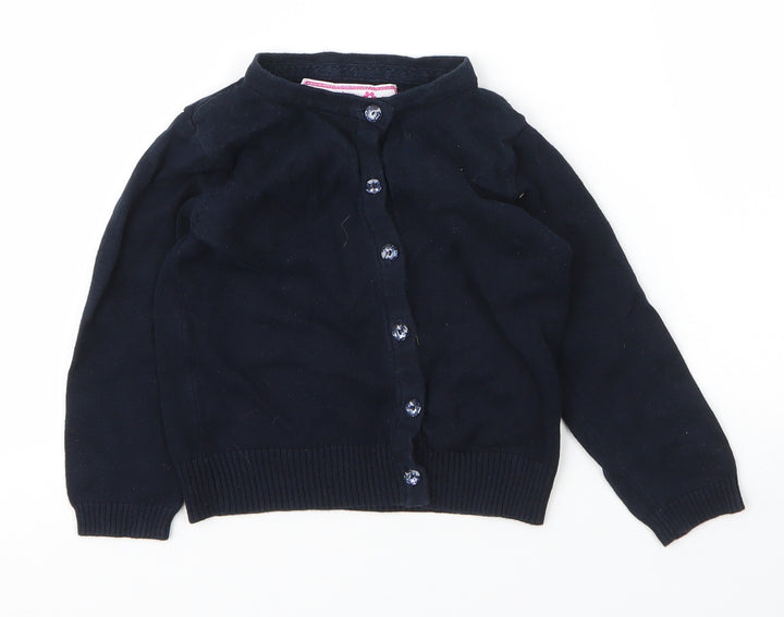 Primark Girls Blue Round Neck Cotton Cardigan Jumper Size 2 Years Button