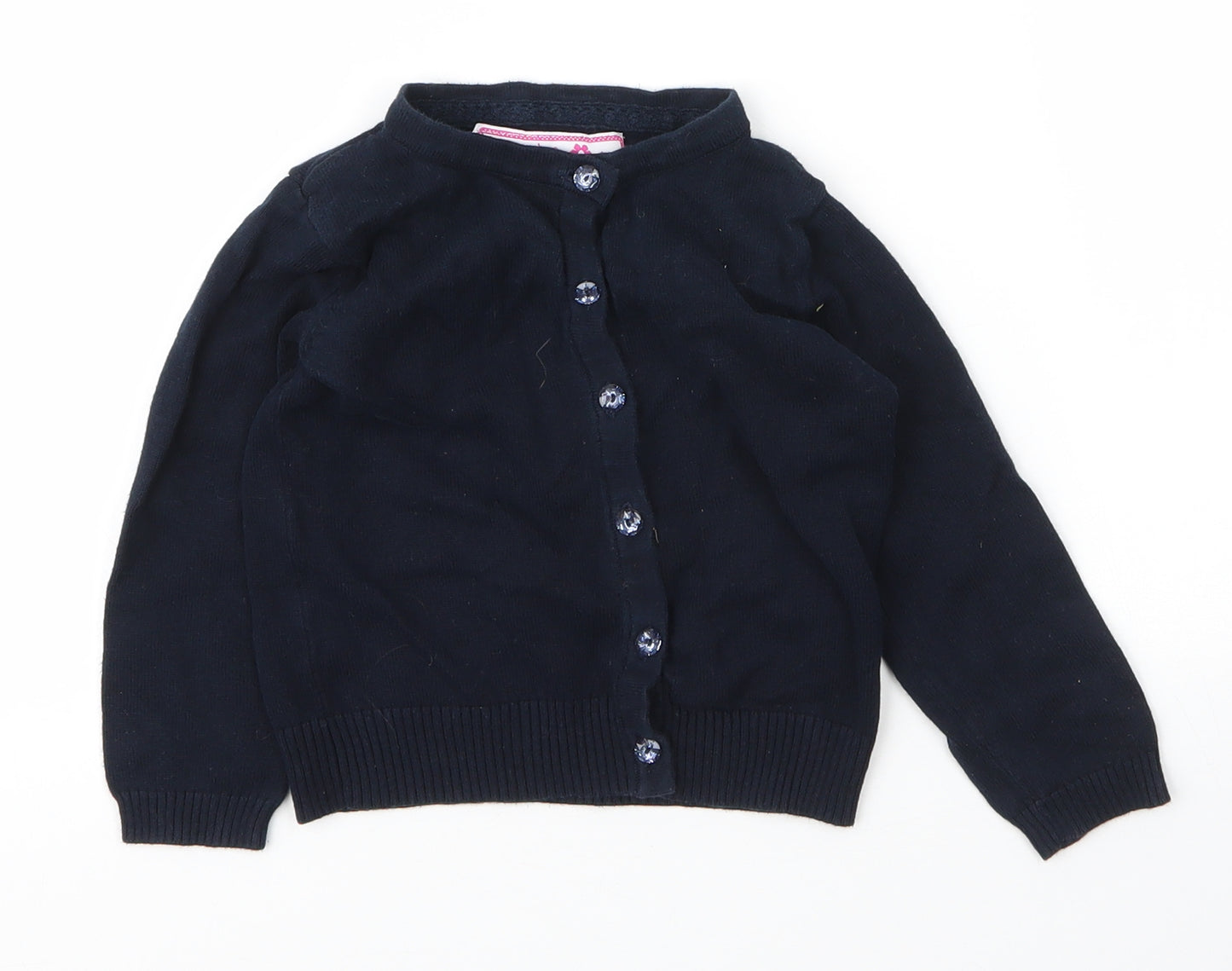 Primark Girls Blue Round Neck  Cotton Cardigan Jumper Size 2 Years  Button