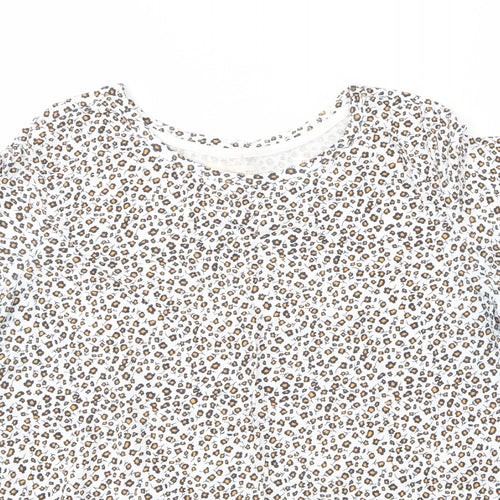 Springfield Womens White Floral Cotton Basic T-Shirt Size M Round Neck