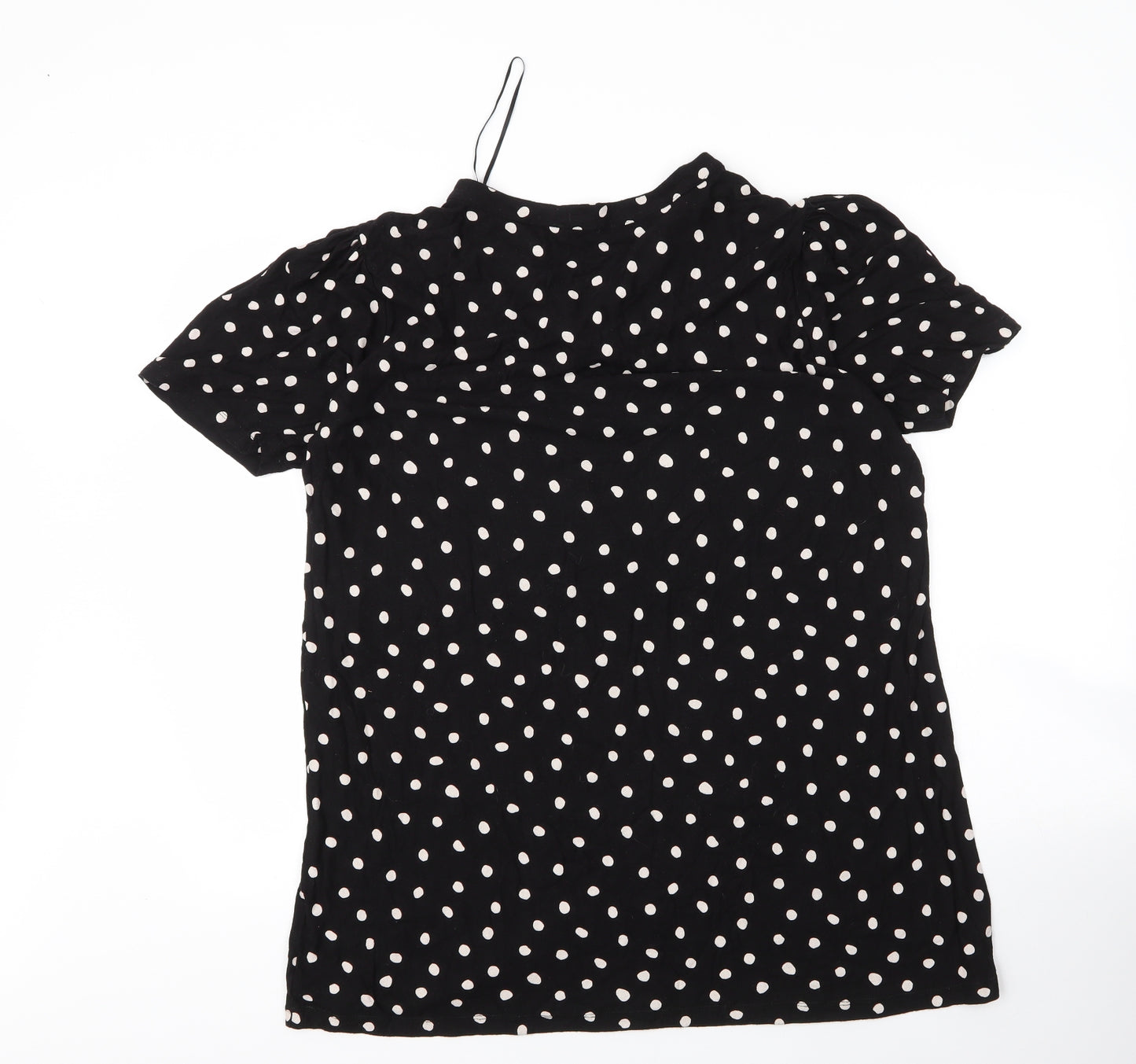 F&F Womens Black Polka Dot Viscose Tunic T-Shirt Size 18 V-Neck