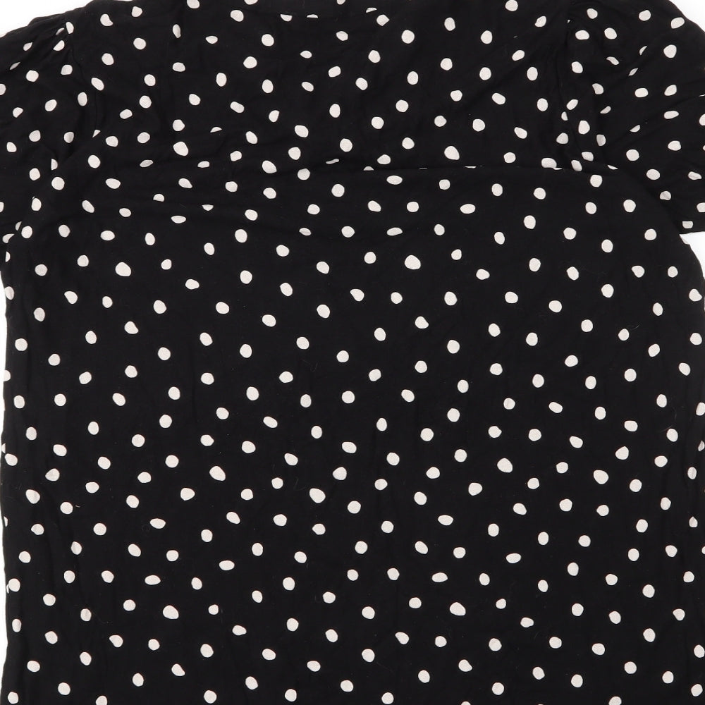 F&F Womens Black Polka Dot Viscose Tunic T-Shirt Size 18 V-Neck