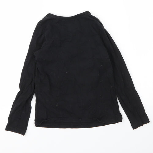 George Girls Black  Cotton Basic T-Shirt Size 5 Years Round Neck  - Christmas