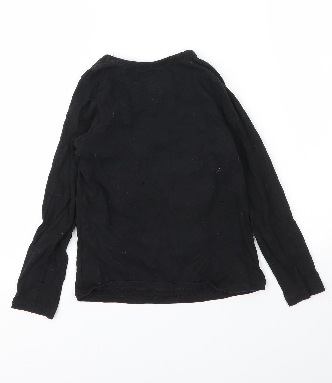 George Girls Black  Cotton Basic T-Shirt Size 5 Years Round Neck  - Christmas