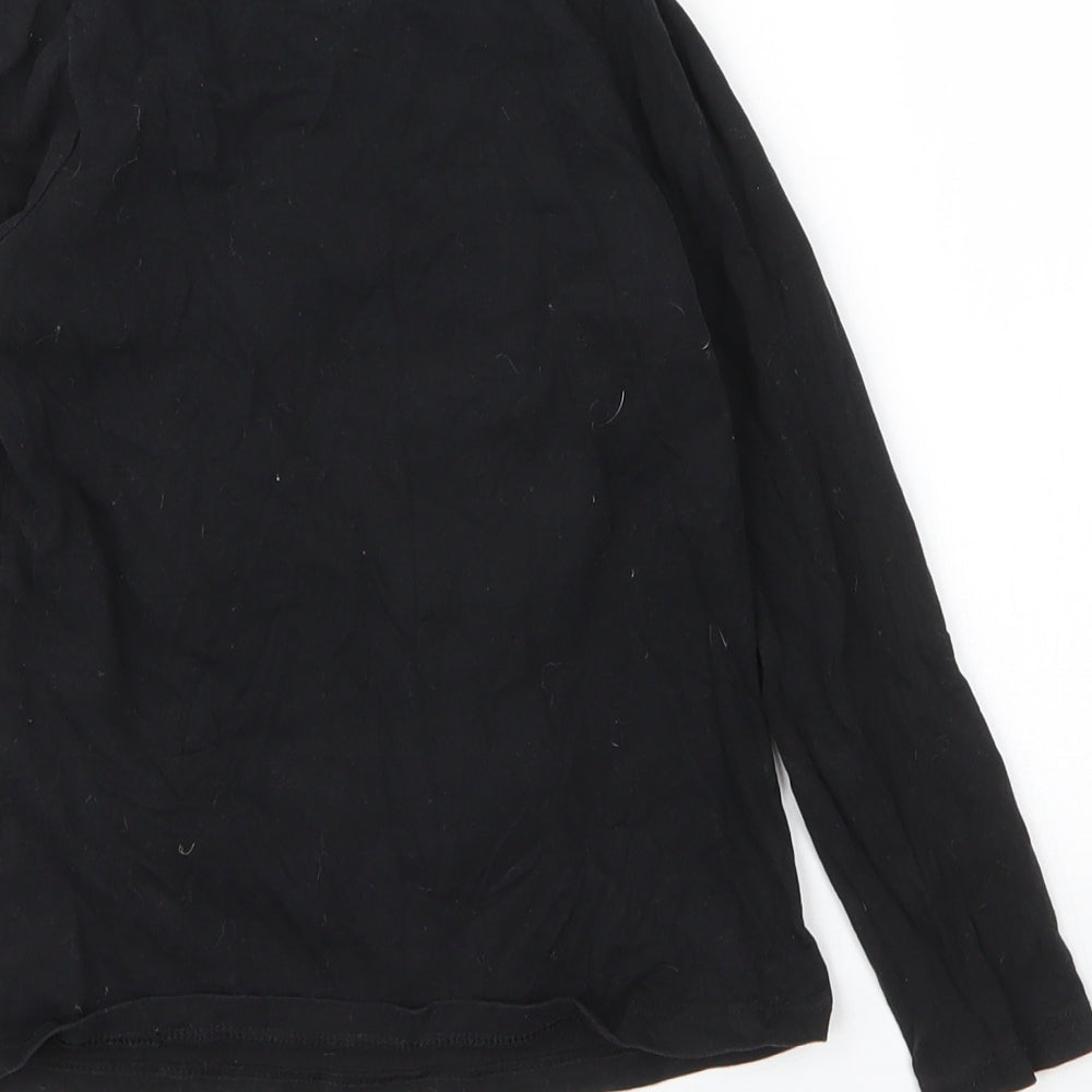 George Girls Black  Cotton Basic T-Shirt Size 5 Years Round Neck  - Christmas
