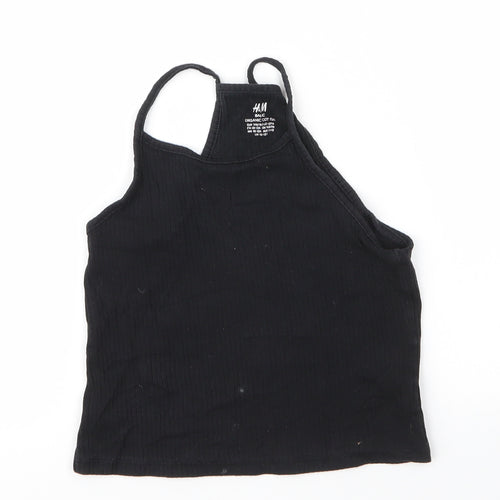 H&M Girls Black  Cotton Camisole Tank Size 11 Years Round Neck