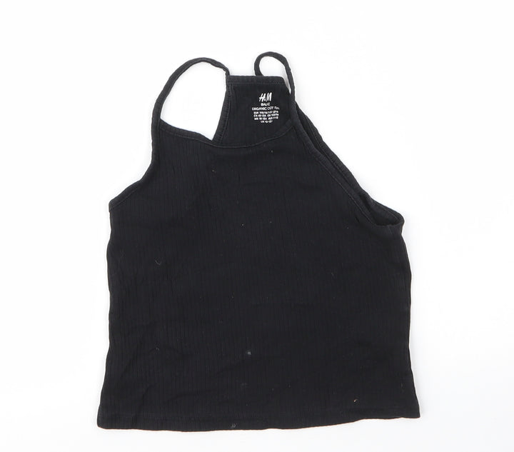 H&M Girls Black  Cotton Camisole Tank Size 11 Years Round Neck
