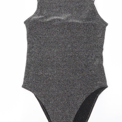 H&M Womens Silver  Nylon Bodysuit One-Piece Size S  Snap
