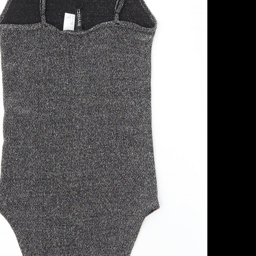 H&M Womens Silver  Nylon Bodysuit One-Piece Size S  Snap
