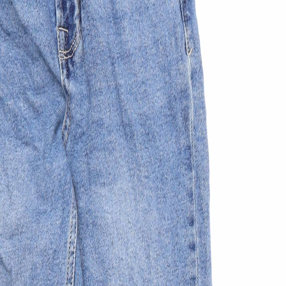 Stradavarius Womens Blue  Cotton Mom Jeans Size 6 L26 in Slim Zip