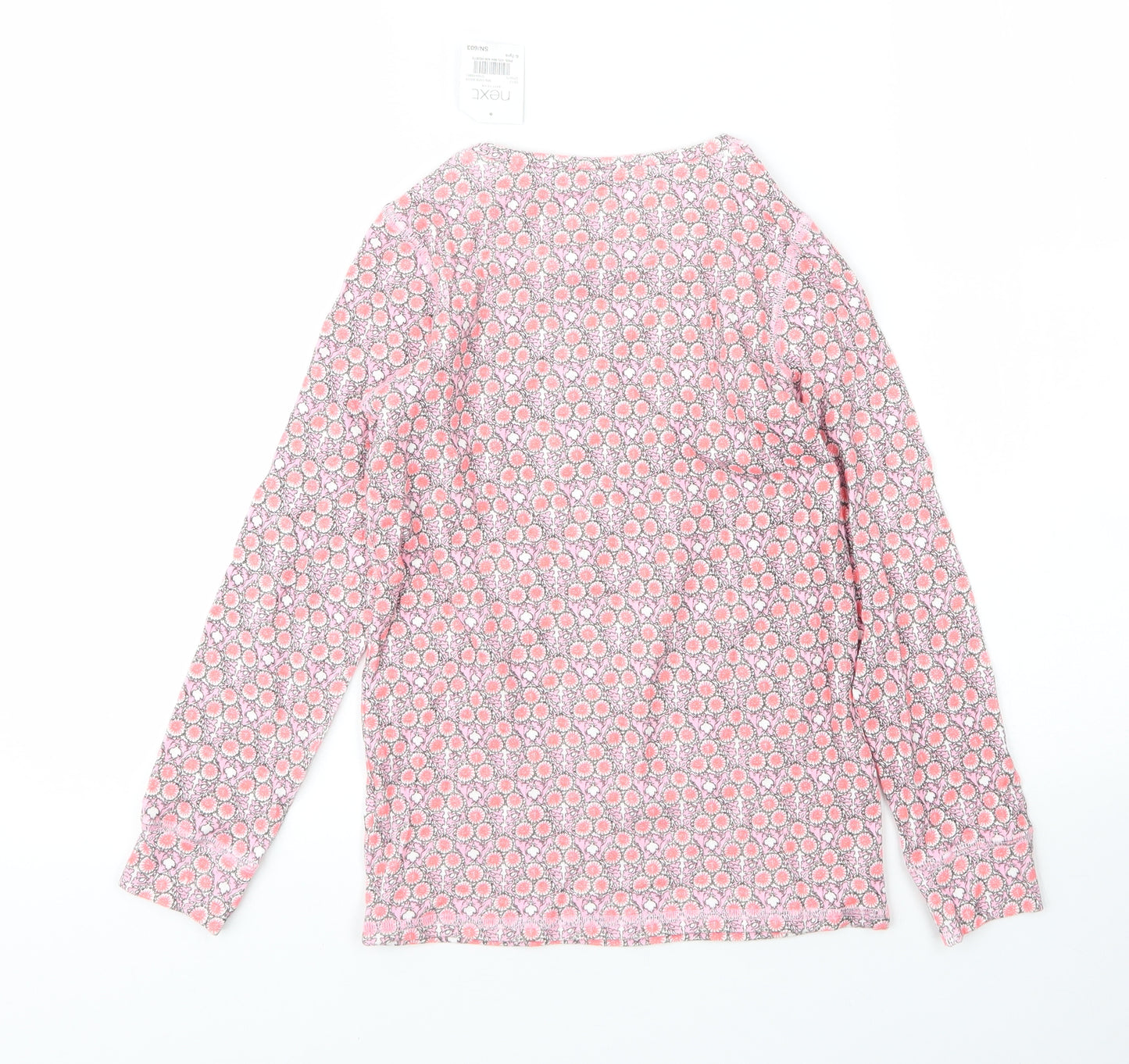 NEXT Girls Pink Floral Cotton Basic T-Shirt Size 6 Years Round Neck