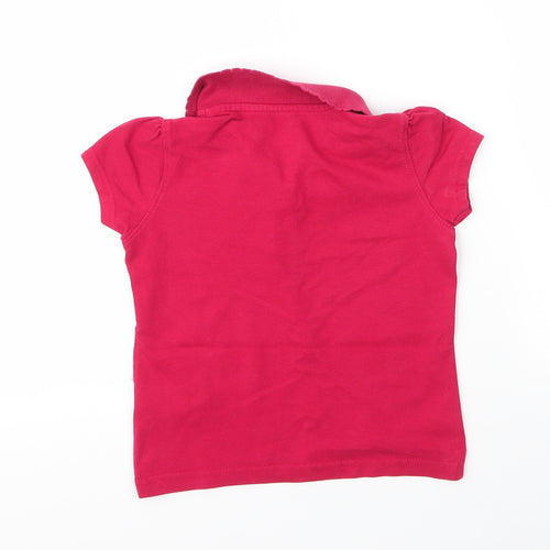 George Girls Red  Cotton Basic Polo Size 5 Years Collared Button