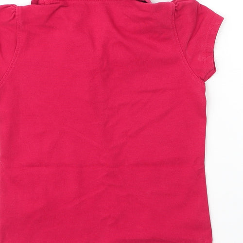 George Girls Red  Cotton Basic Polo Size 5 Years Collared Button
