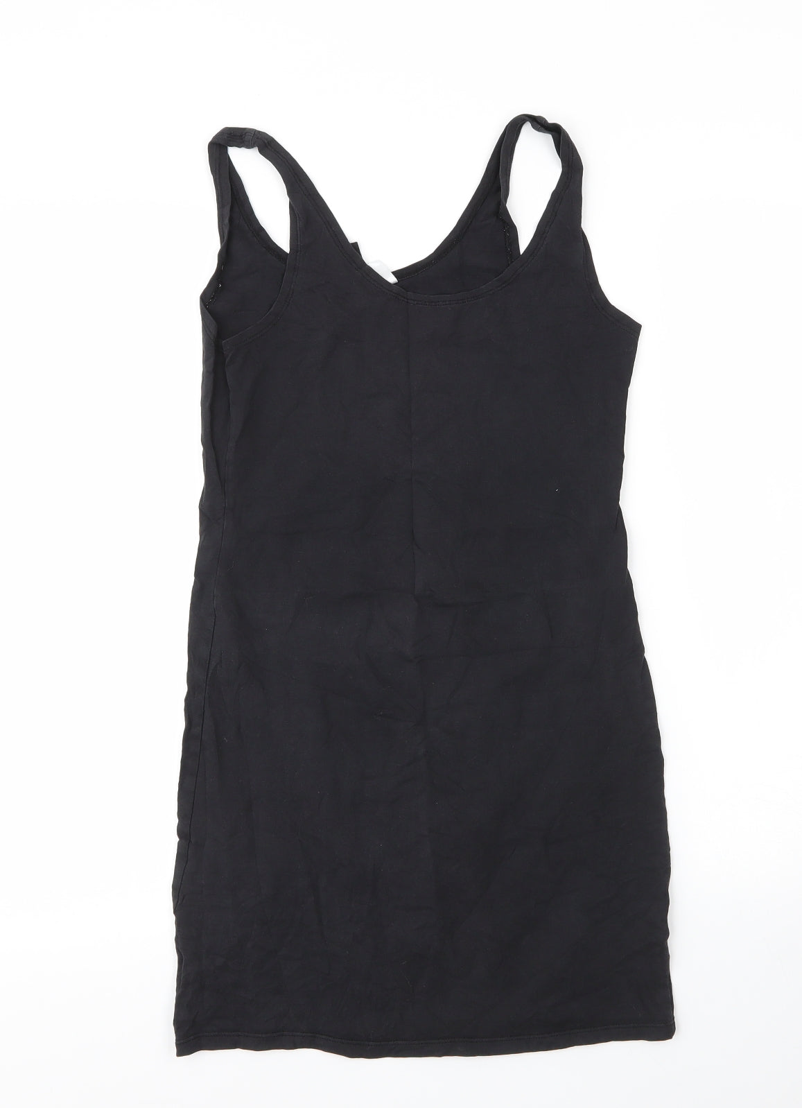 H&M Womens Black  Cotton Bodycon  Size 14  Scoop Neck