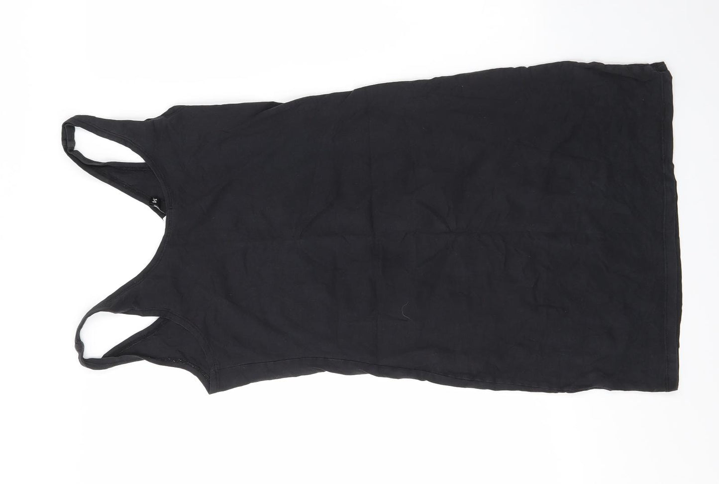 H&M Womens Black  Cotton Bodycon  Size 14  Scoop Neck