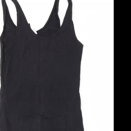 H&M Womens Black  Cotton Bodycon  Size 14  Scoop Neck