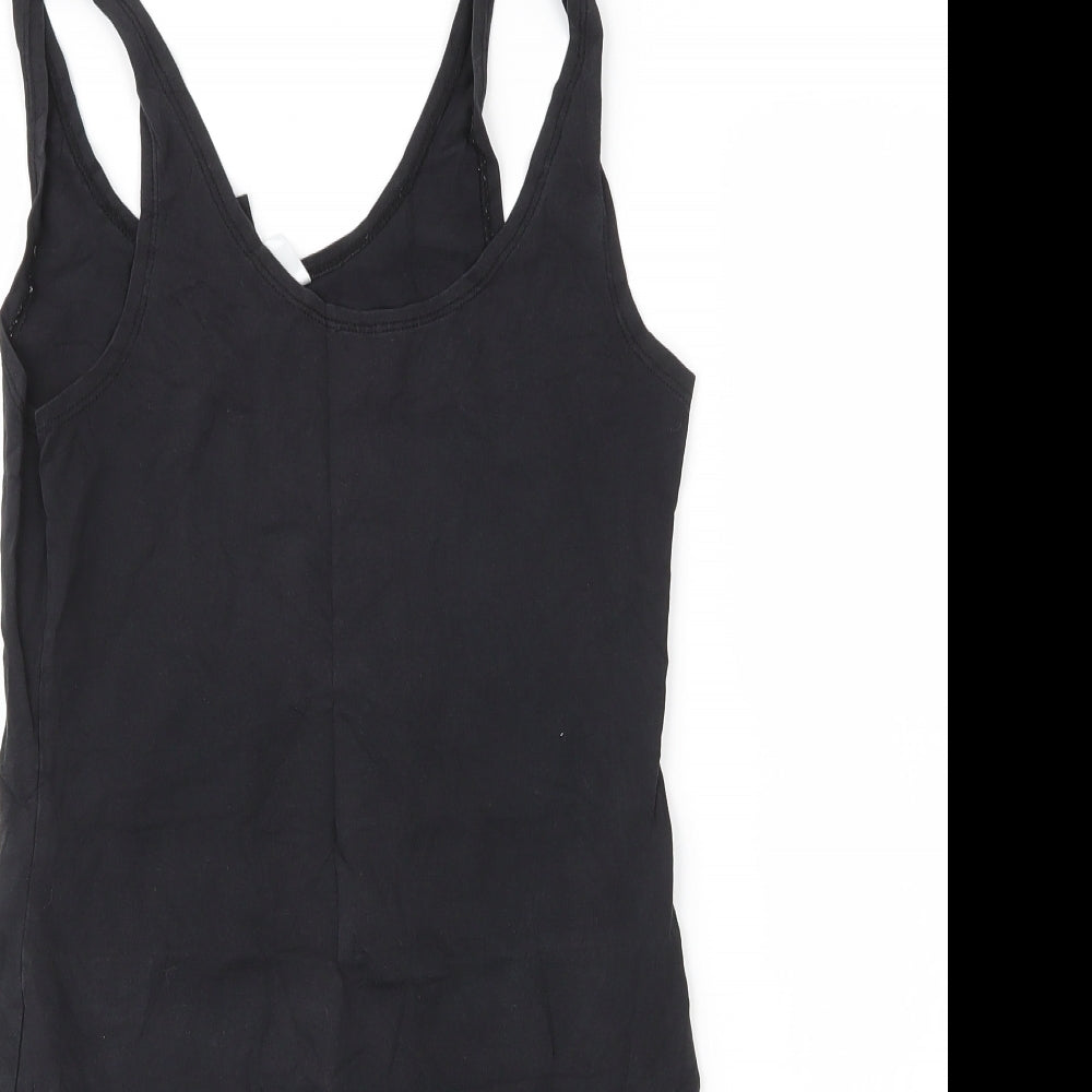 H&M Womens Black  Cotton Bodycon  Size 14  Scoop Neck