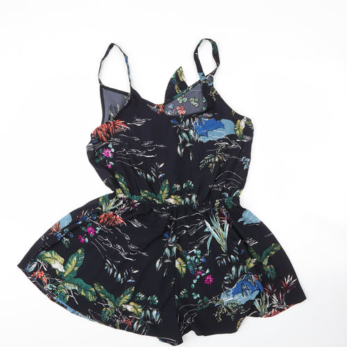 Primark Womens Blue Floral Polyester Romper One-Piece Size 14
