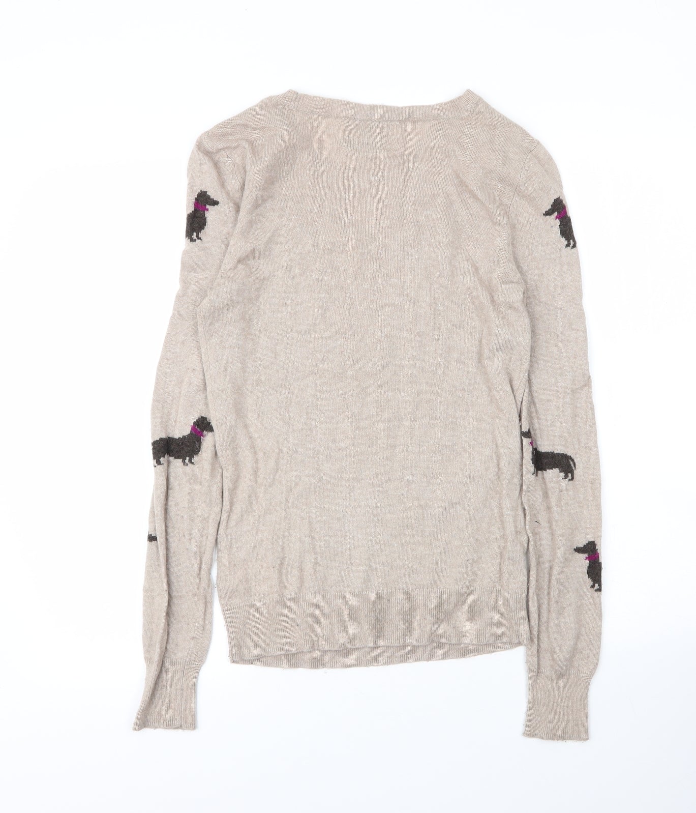 Arabella & Addison Womens Beige Round Neck  Viscose Pullover Jumper Size S