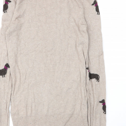 Arabella & Addison Womens Beige Round Neck  Viscose Pullover Jumper Size S