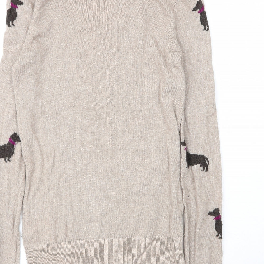 Arabella & Addison Womens Beige Round Neck  Viscose Pullover Jumper Size S