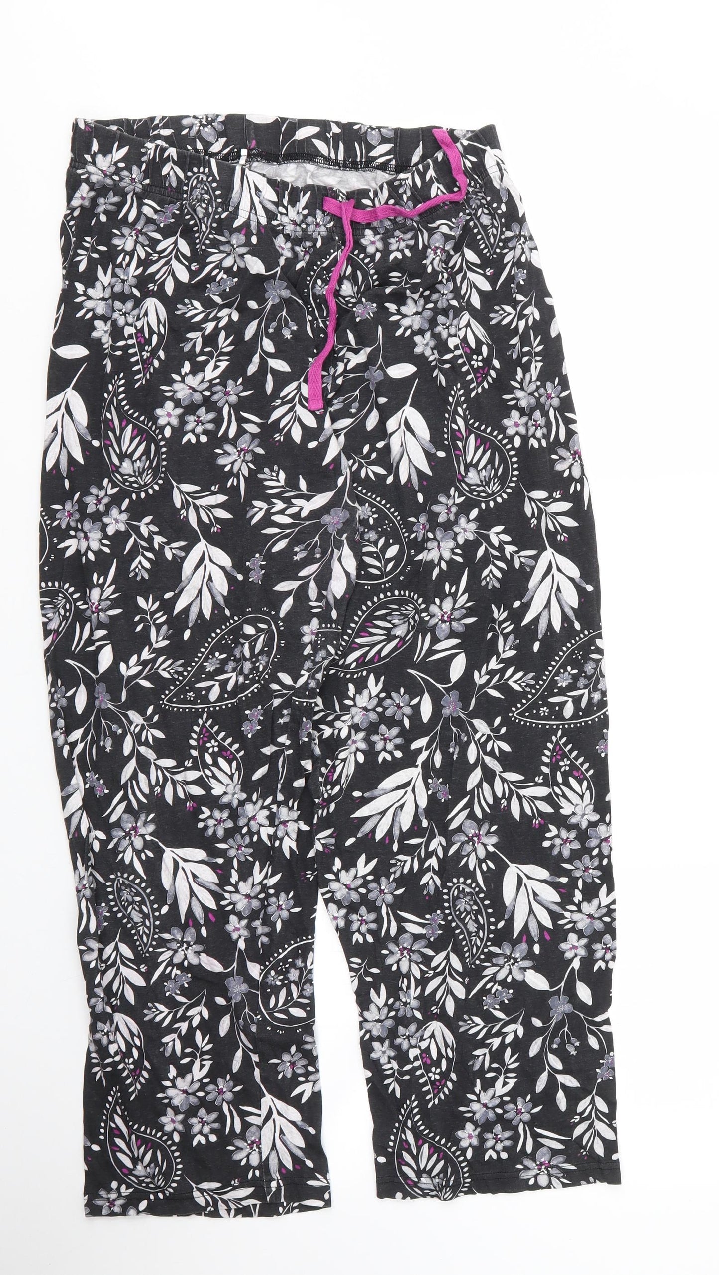Primark Womens Grey Paisley Cotton Chemise Pyjama Pants Size 10  Drawstring
