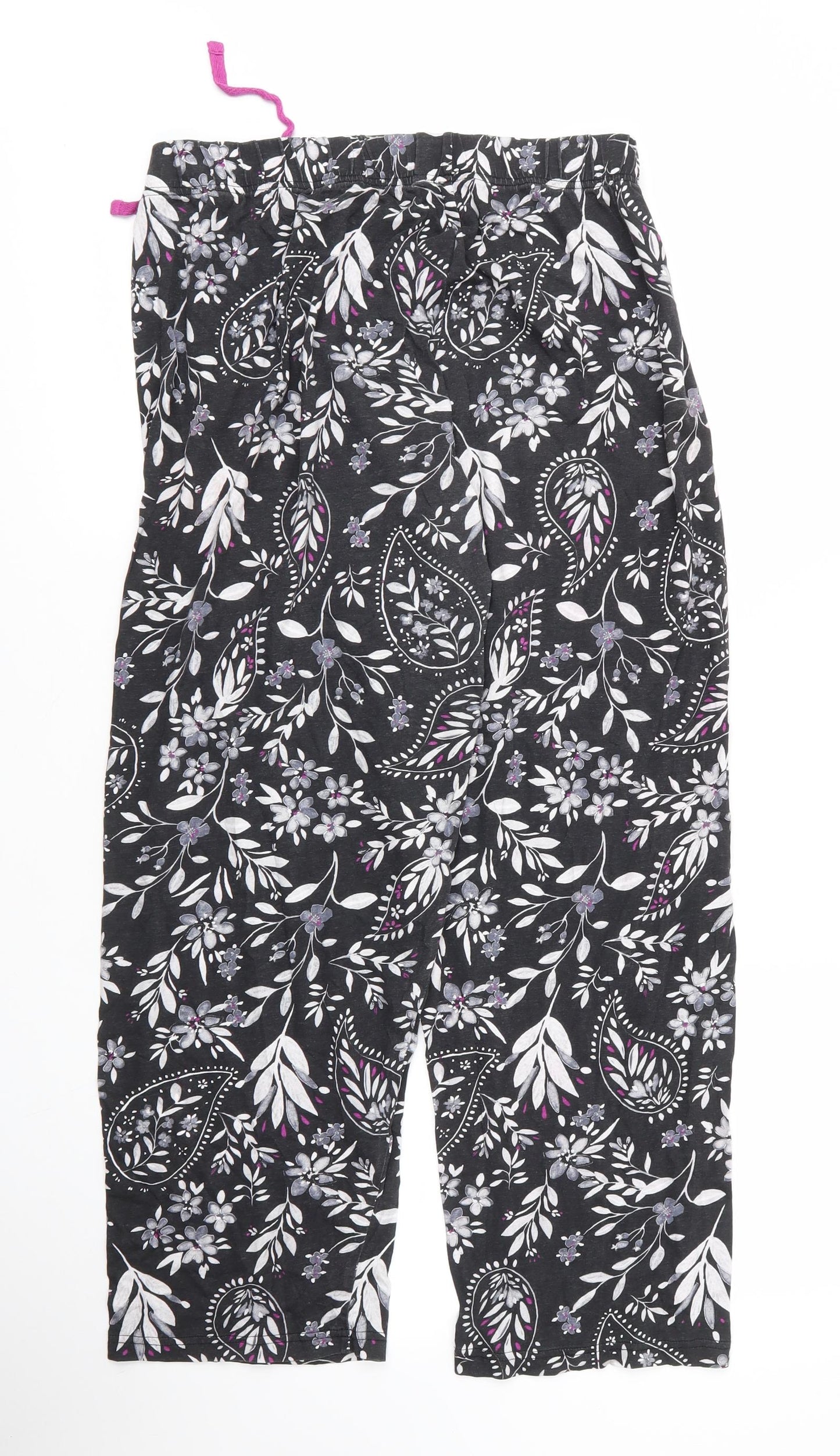 Primark Womens Grey Paisley Cotton Chemise Pyjama Pants Size 10  Drawstring