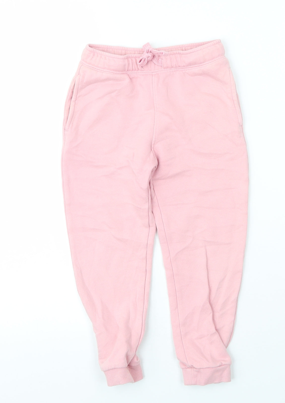 M&S Girls Pink  Cotton Sweatpants Trousers Size 4 Years  Regular Drawstring