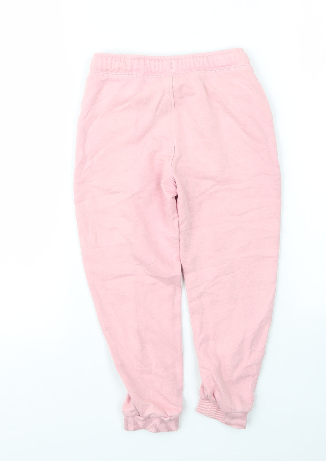 M&S Girls Pink  Cotton Sweatpants Trousers Size 4 Years  Regular Drawstring